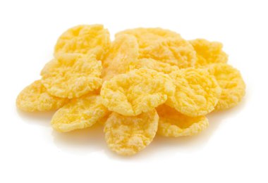 Beyaz arkaplanda mısır gevreği