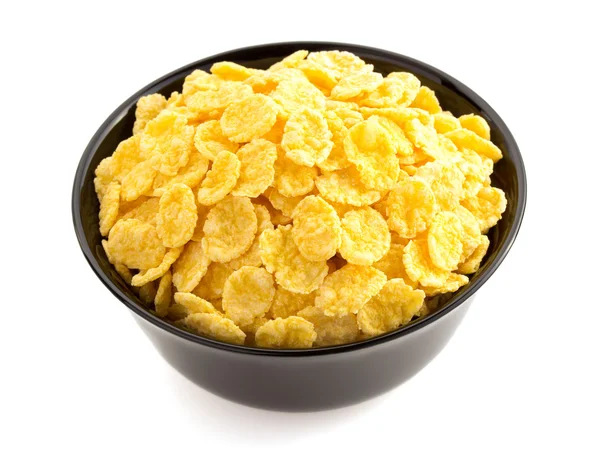Cornflakes in kom op wit — Stockfoto