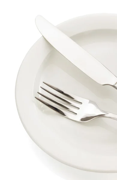 Knife and fork on white — Stock Photo, Image