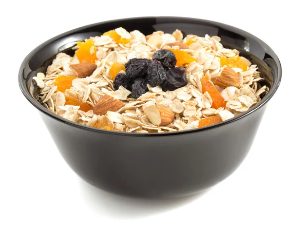 Bowl of cereals muesli on white — Stock Photo, Image