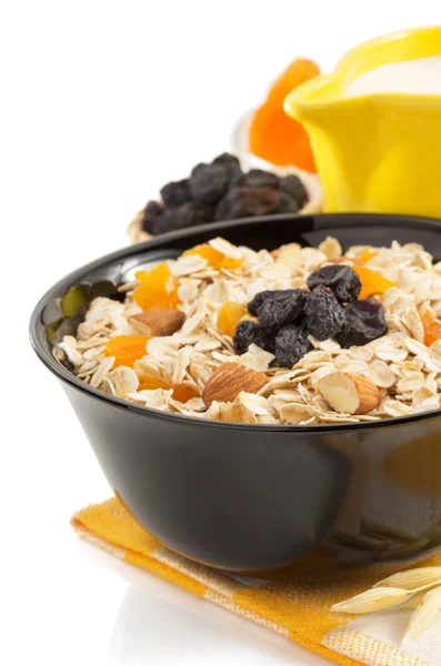 Bowl of cereals muesli on white — Stock Photo, Image