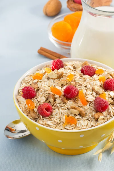 Kom van granen muesli — Stockfoto