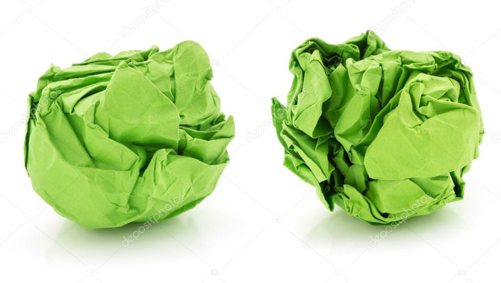 crumpled paper ball on white 