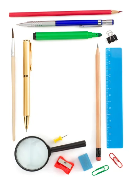 Office supplies on white — Stock Photo, Image