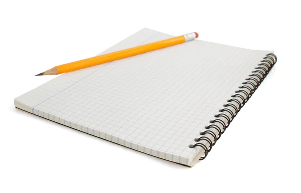 Checked notebook on white background — Stock Photo, Image