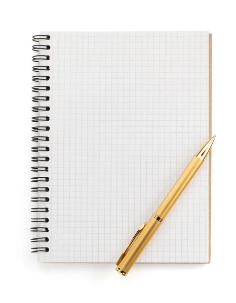 Kontrolleras anteckningsbok på vit bakgrund — Stockfoto