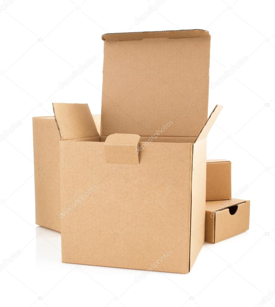 Cardboard boxes  on white background