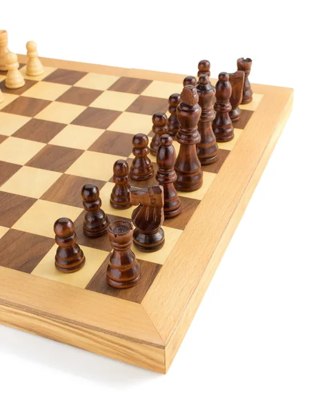 Figuras de xadrez a bordo a branco — Fotografia de Stock