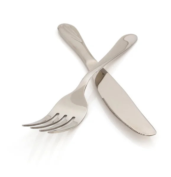 Knife and fork on white — Stock Photo, Image