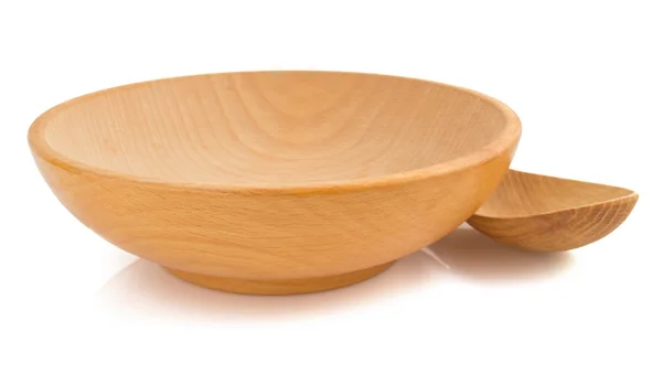 A fehér üres fából készült bowl — Stock Fotó