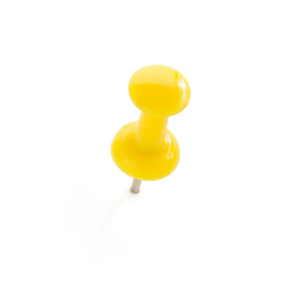 Yellow  pushpin on white — Stock Photo, Image