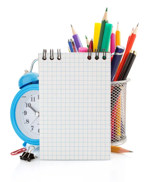 Notebook and school supplies — Stock Photo, Image