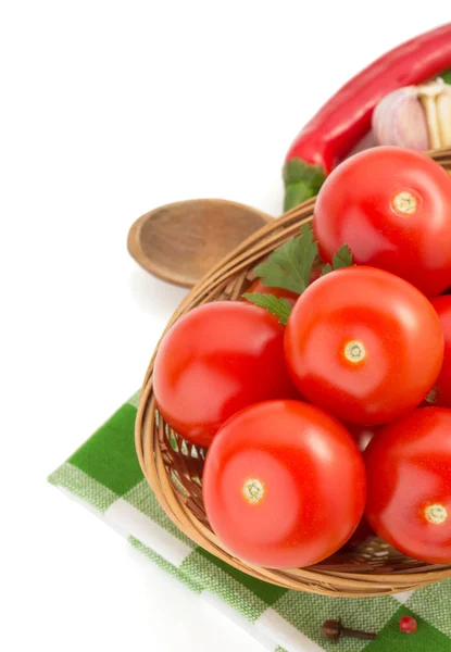 Red tomatoes basket — Stock Photo, Image