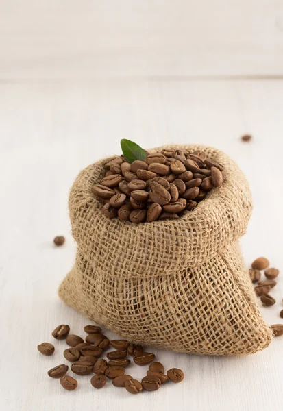 Coffee beans in bag — Stock Photo, Image