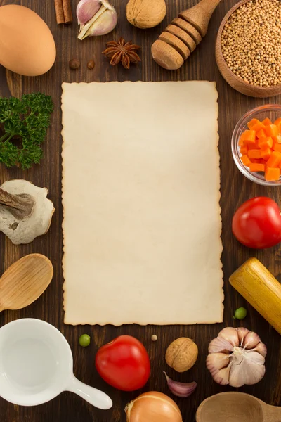 Herbs and spices with paper — Stock Photo, Image