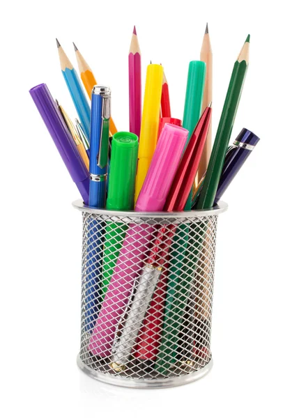 Holder basket and pens — Stock Photo, Image