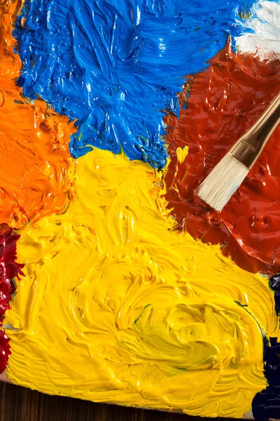 Spazzola e pittura ad olio — Foto Stock