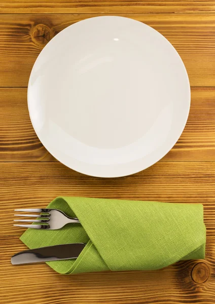Knife and fork with napkin — Stock Photo, Image
