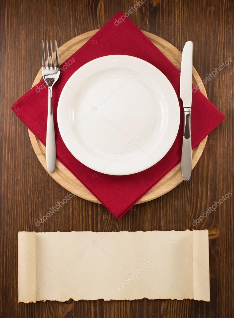 Plate, knife and fork