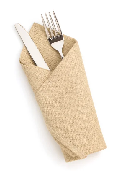 Servilleta, tenedor y cuchillo — Foto de Stock