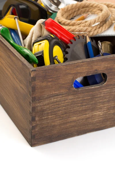 Set of tools and instruments in toolbox — Stock Photo, Image