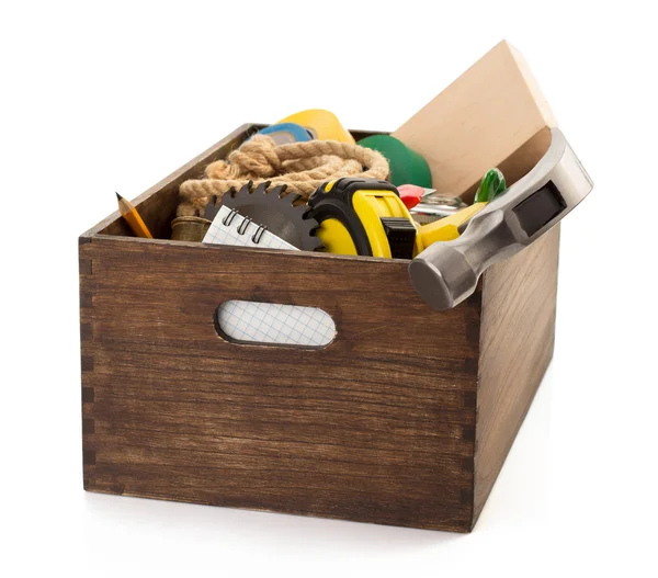 Set of tools and instruments in toolbox — Stock Photo, Image