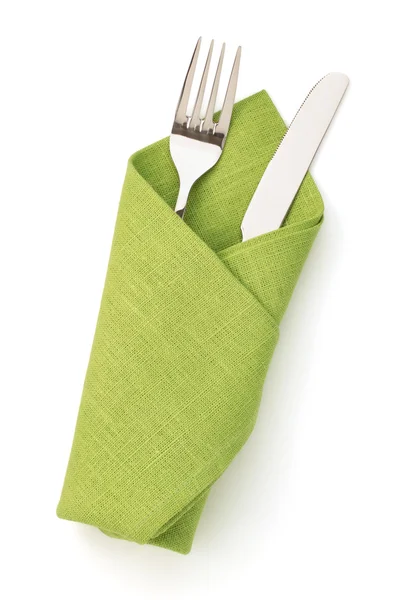 Napkin, fork and knife — Stock Photo, Image