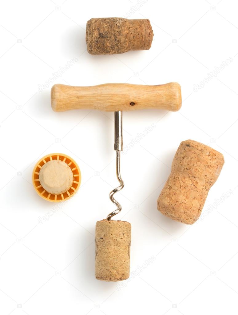 Corkscrew and wine cork