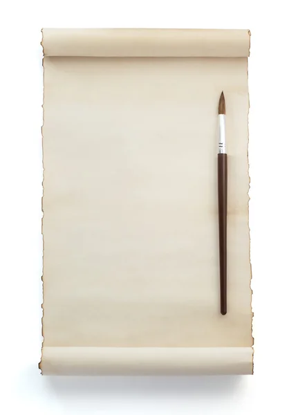 Καλλιτεχνικό πινέλο και χαρτί — Φωτογραφία Αρχείου