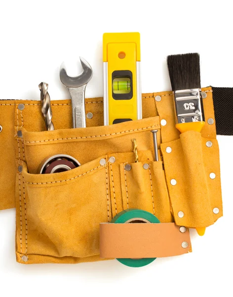 Tools and instruments in belt on white — Stock Photo, Image