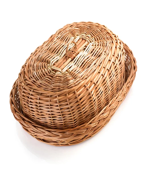 Homemade wicker basket — Stock Photo, Image