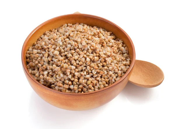 Boiled buckwheat in bowl — Stock Photo, Image