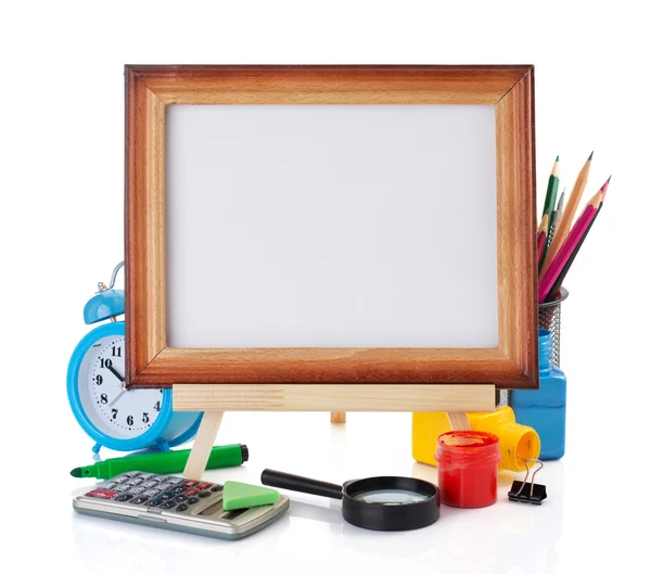 School supplies and frame — Stock Photo, Image