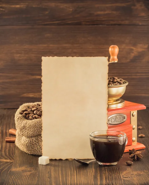Concepto de café con papel —  Fotos de Stock