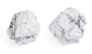 crumpled paper ball on white background