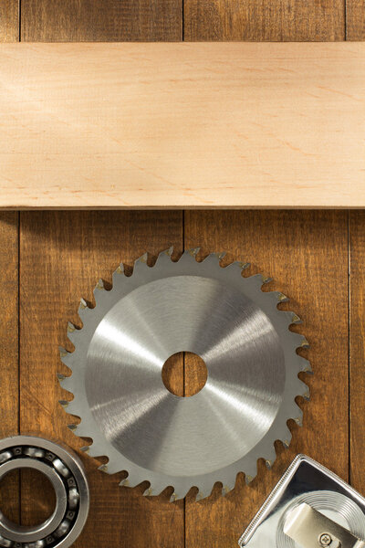 circular saw blade on wood