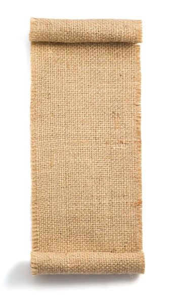 Burlap hessian saqueo aislado en blanco — Foto de Stock