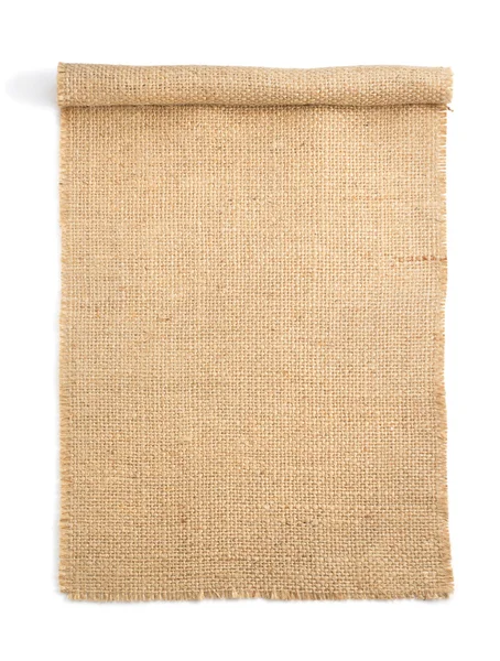 Burlap hessian saqueo aislado en blanco —  Fotos de Stock