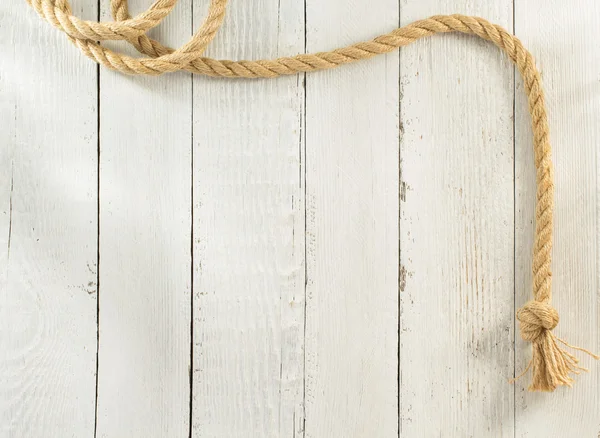 Ship rope on wood — Stock Photo, Image