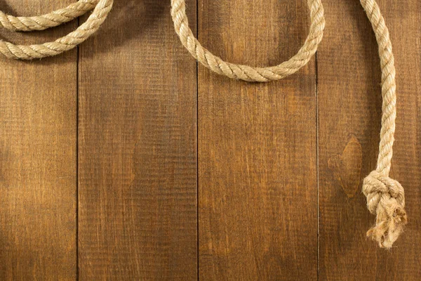 Corda do navio na madeira — Fotografia de Stock