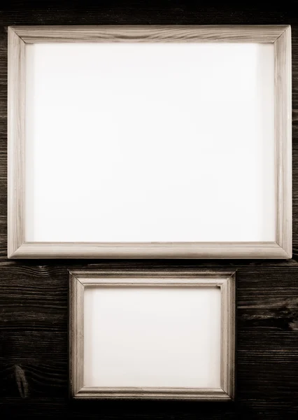 Photo picture frame on wood — Stock Photo, Image