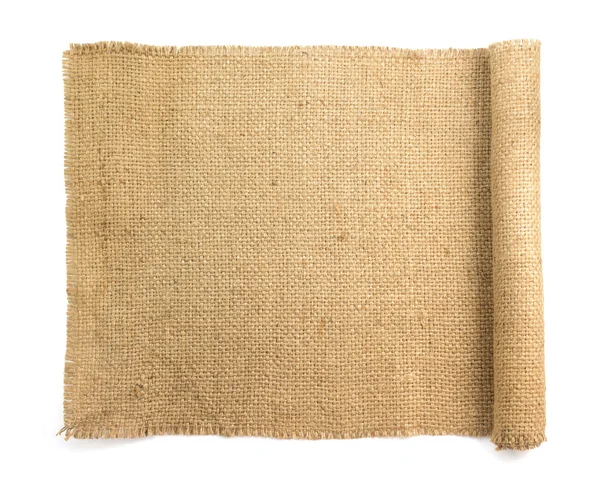 Burlap hessian saqueo aislado en blanco —  Fotos de Stock