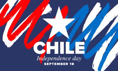 Şili Bağımsızlık Günü. Mutlu bayramlar Patrias. Özgürlük günü. Yıllığı 18 Eylül 'de kutlayın. Şili bayrağı. Vatansever Şili tasarımı. Poster, kart, afiş, şablon, geçmiş. Vektör