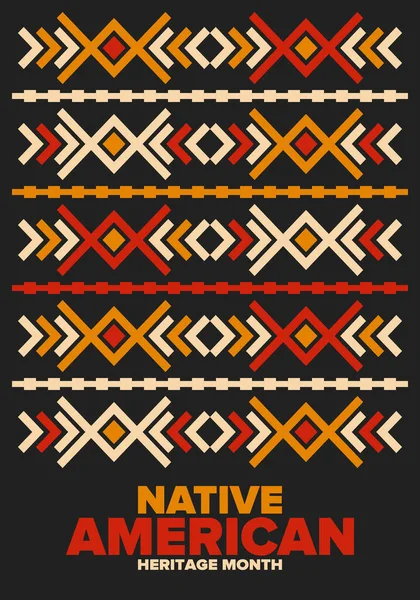 Native American Heritage Maand November Amerikaanse Indiaanse Cultuur Vier Jaarlijks — Stockvector