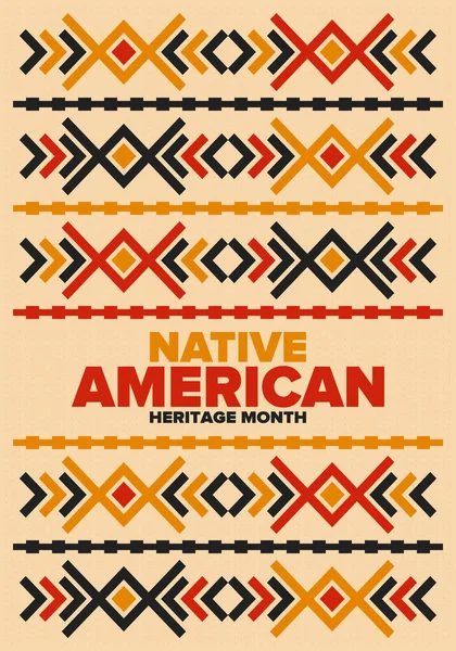 Amerikai Őslakos Örökség Hónapja Novemberben Amerikai Indián Kultúra Ünnepeljünk Évente — Stock Vector