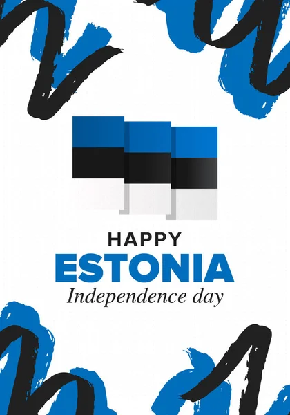 Dia Independência Estónia Feriado Feliz Nacional Comemorado Anualmente Fevereiro Bandeira — Vetor de Stock