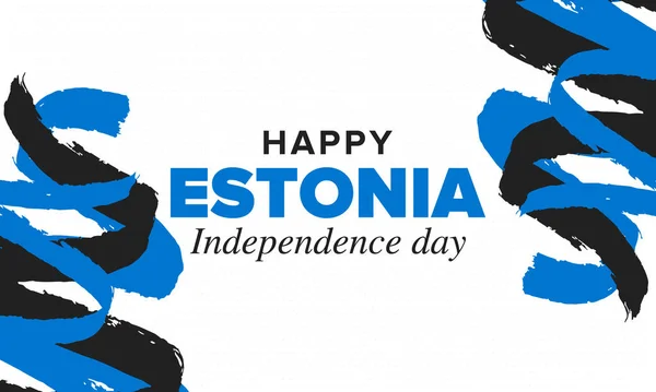 Dia Independência Estónia Feriado Feliz Nacional Comemorado Anualmente Fevereiro Bandeira — Vetor de Stock