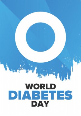Dünya Diyabet Günü. Kasım 'da farkındalık ayı. Mavi daire sembolü. Tıbbi sağlık ve önleme tasarımı. Poster, kart, afiş ve geçmiş. Vektör illüstrasyonu