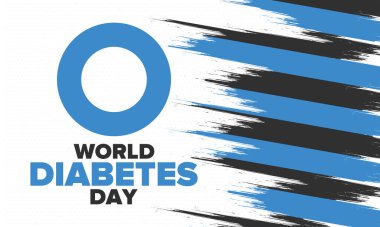 Dünya Diyabet Günü. Kasım 'da farkındalık ayı. Mavi daire sembolü. Tıbbi sağlık ve önleme tasarımı. Poster, kart, afiş ve geçmiş. Vektör illüstrasyonu