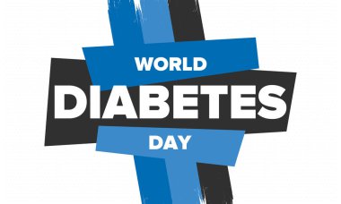 Dünya Diyabet Günü. Kasım 'da farkındalık ayı. Mavi daire sembolü. Tıbbi sağlık ve önleme tasarımı. Poster, kart, afiş ve geçmiş. Vektör illüstrasyonu